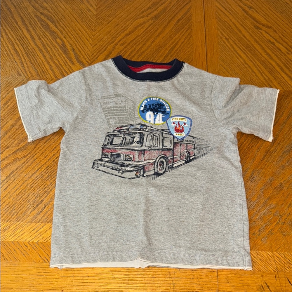 Jumping Beans Gray Fire Truck Graphic T-Shirt